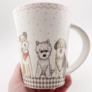 CASA SIGNATURE Vintage dog themed ceramic mug with gingham and polka dots design